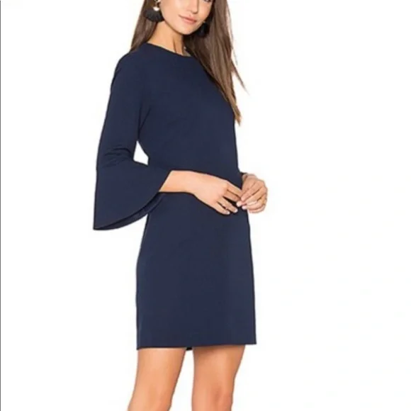 NWT LIKELY NAVY BELL SLEEVE SHIFT DRESS 2 XS ANTHROPOLOGIE - Picture 2 of 8